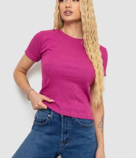Футболка женская в рубчик, цвет фуксия, 238R123-2