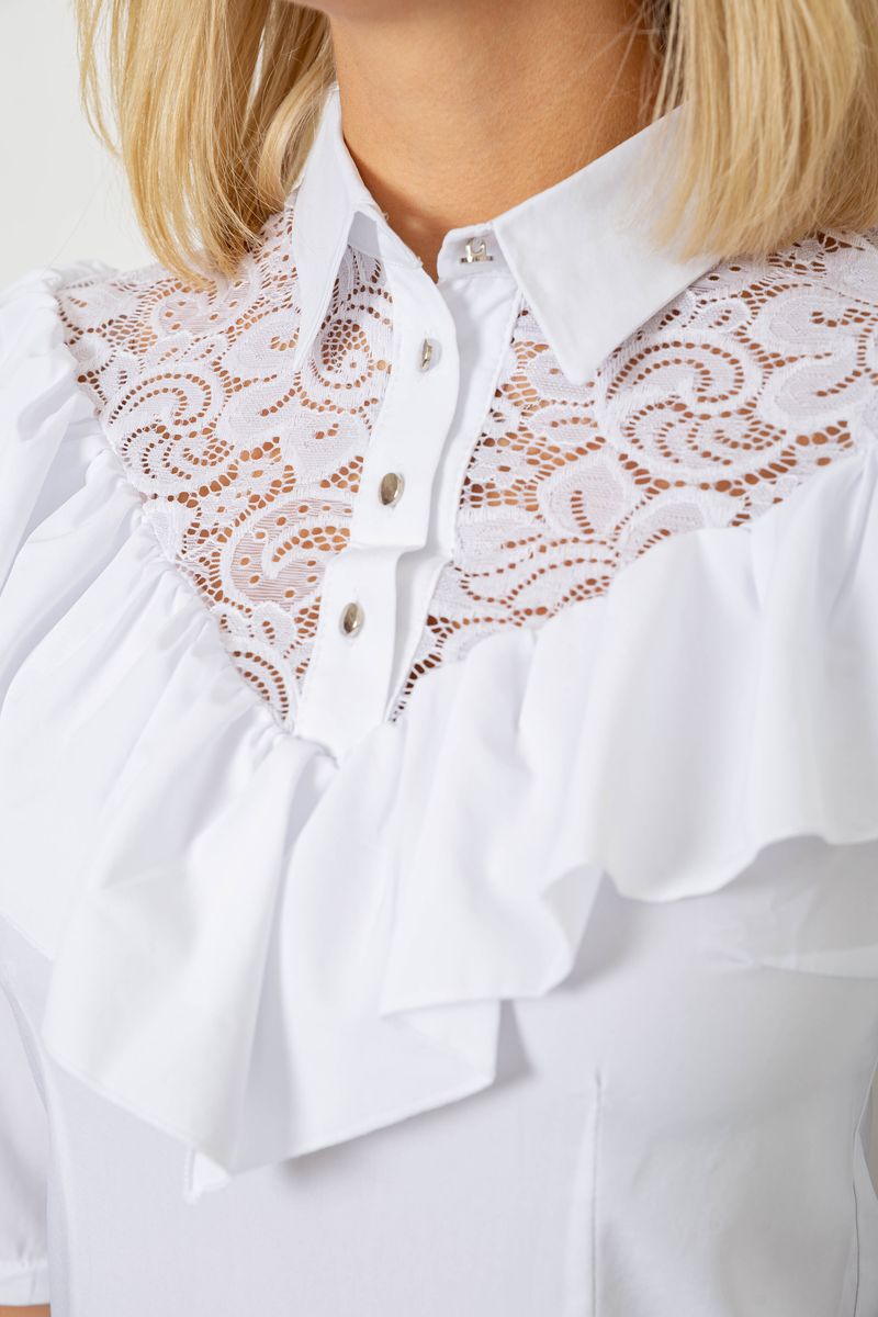 Блуза классическая 230R84-1, цвет Белый — изображение 5