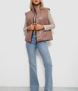 Жилет женский демисезонный экокожа, цвет коричневый, 257R98