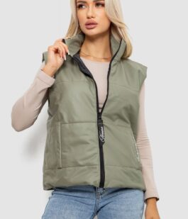 Жилет женский демисезонный экокожа, цвет хаки, 257R98