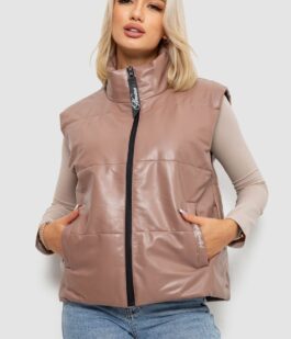 Жилет женский демисезонный экокожа, цвет коричневый, 257R98