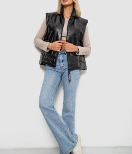 Жилет женский демисезонный экокожа, цвет черный, 257R98