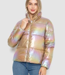 Куртка женская демисезонная плащевка, цвет бежево-сиреневый, 243R2022-2