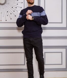 Свитер мужской, цвет сине-голубой, 161R730