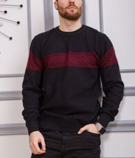 Свитер мужской, цвет черно-бордовый, 161R730