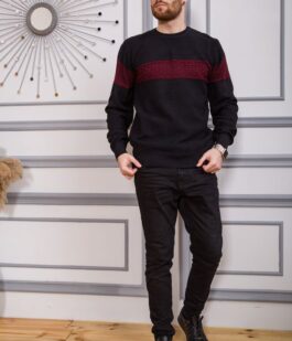 Свитер мужской, цвет черно-бордовый, 161R730