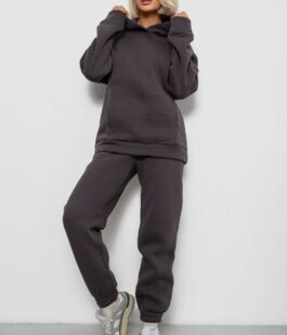 Спортивный костюм женский на флисе, цвет темно-серый, 247R2012