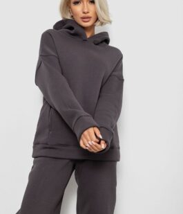 Спортивный костюм женский на флисе, цвет темно-серый, 247R2012