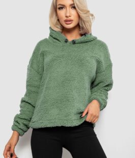 Худи женский однотонный с капюшоном, цвет хаки, 257R14