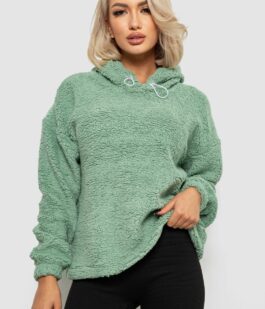 Худи женский однотонный с капюшоном, цвет оливковый, 257R14