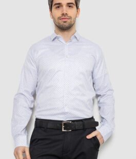 Рубашка мужская однотонная с принтом, цвет белый, 186R2114