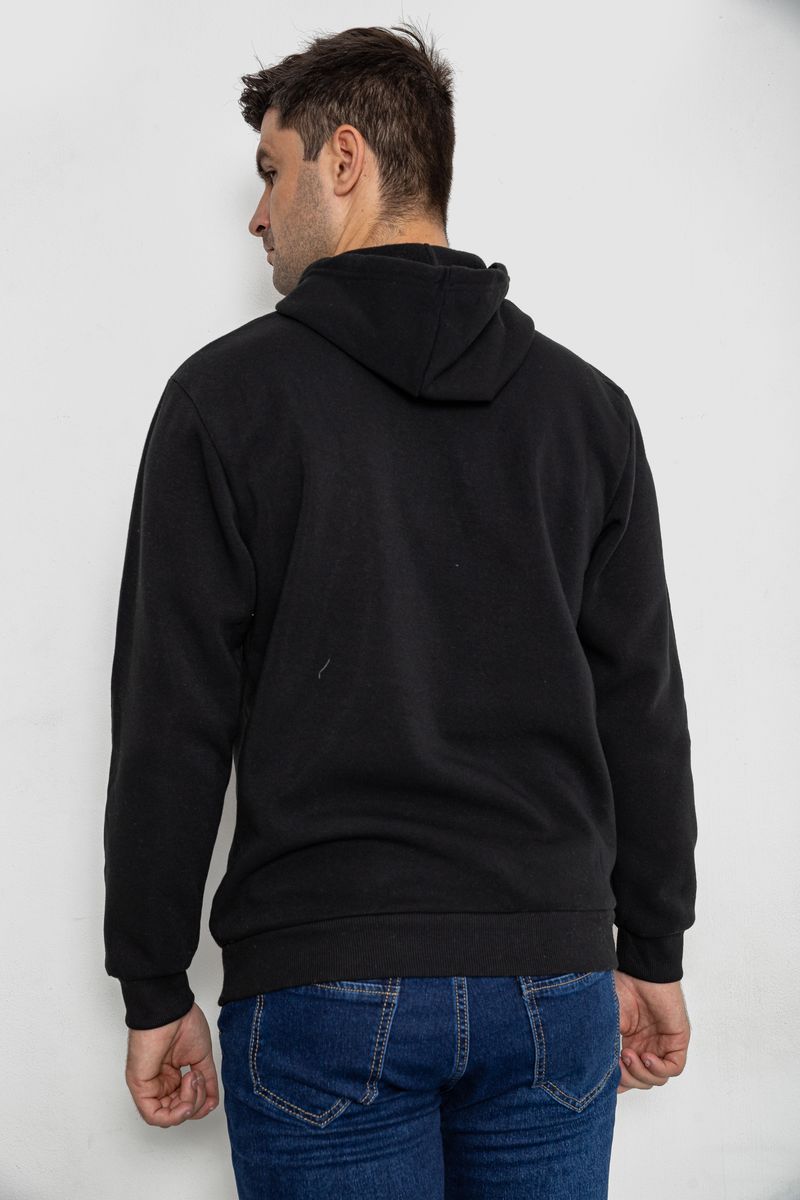 Худи мужской на флисе с капюшоном, цвет черный, 244R2197 — изображение 4