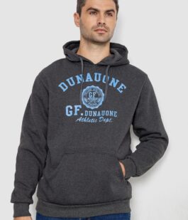 Худи мужской на флисе с капюшоном, цвет темно-серый, 244R2197