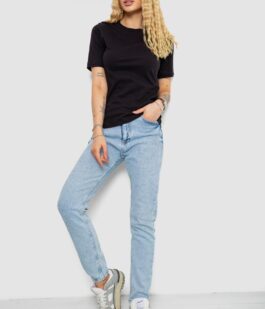 Футболка женская однотонная, цвет черный, 241R1800