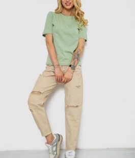 Футболка женская однотонная, цвет оливковый, 241R1800