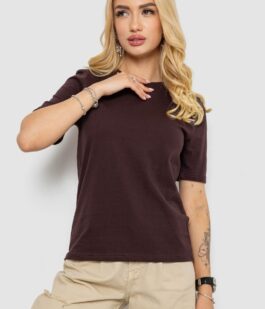 Футболка женская однотонная, цвет шоколадный, 241R1800