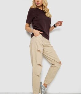 Футболка женская однотонная, цвет шоколадный, 241R1800