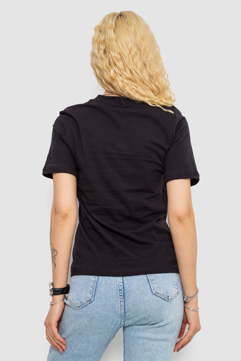 Футболка женская однотонная, цвет черный, 241R1800 — изображение 4