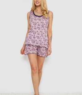 Пижама женская с принтом, цвет сиреневый, 243R5714