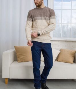 Свитер мужской, цвет бежево-молочный, 161R677