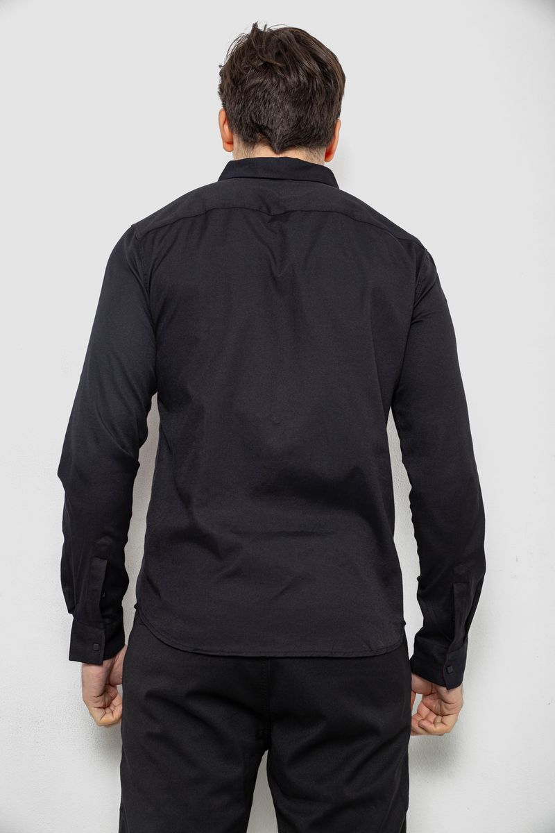 Рубашка мужская однотонная, цвет черный, 186R6917-1 — изображение 4