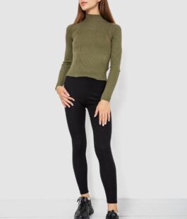 Водолазка женская в рубчик, цвет хаки, 214R91306