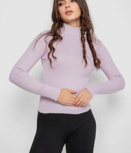 Водолазка женская в рубчик, цвет светло-сиреневый, 214R91306