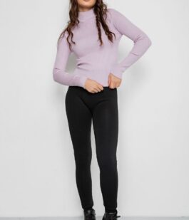 Водолазка женская в рубчик, цвет светло-сиреневый, 214R91306