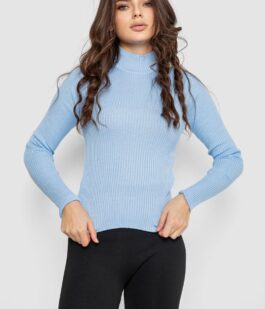 Водолазка женская в рубчик, цвет голубой, 214R91306