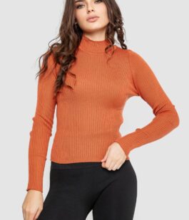 Водолазка женская в рубчик, цвет терракотовый, 214R91306