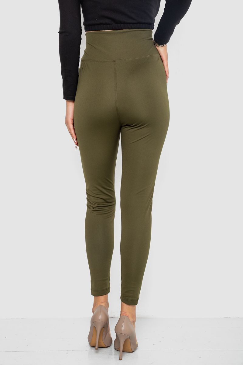 Лосины утепленные на флисе, цвет хаки, 243R053 — изображение 4