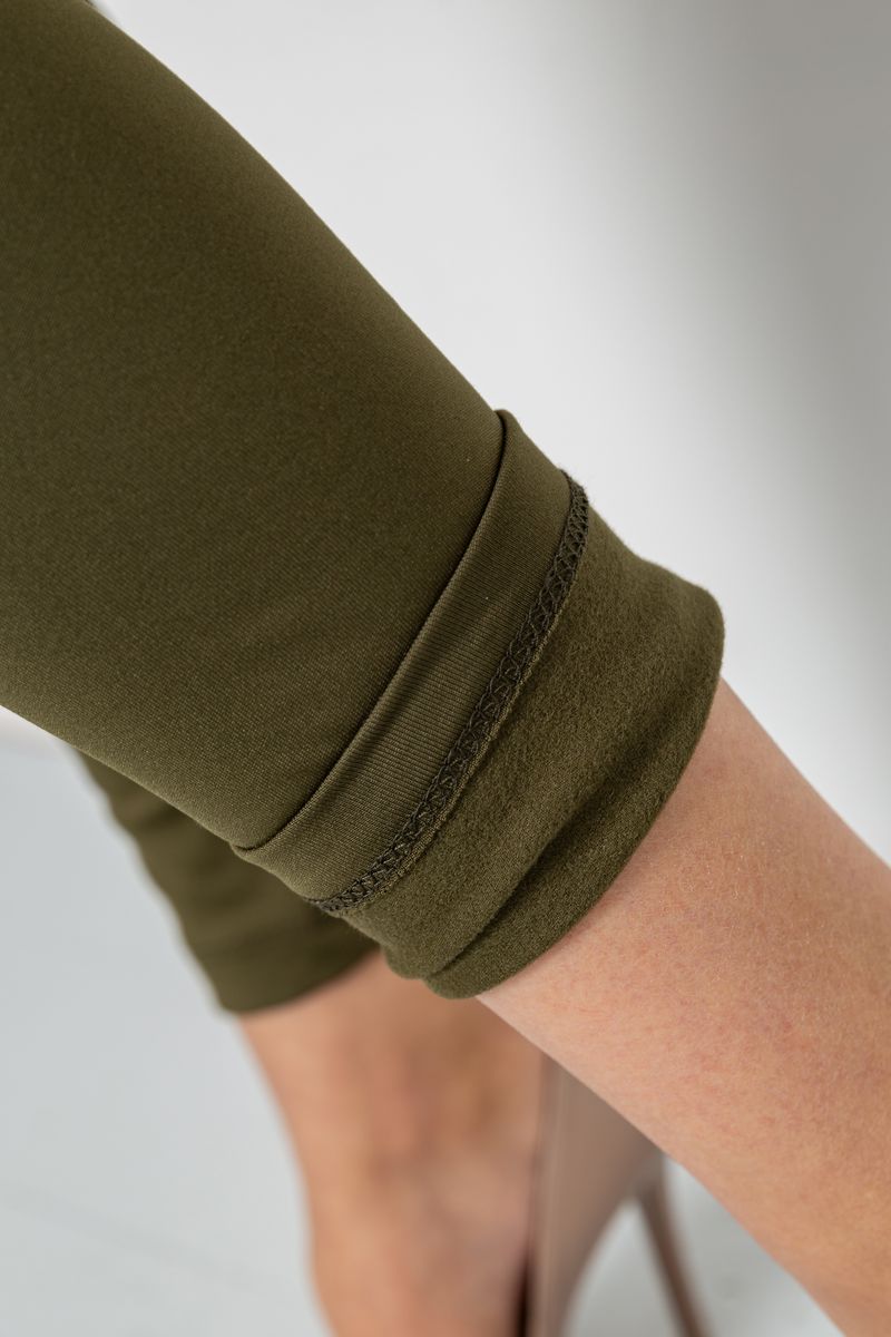 Лосины утепленные на флисе, цвет хаки, 243R053 — изображение 5