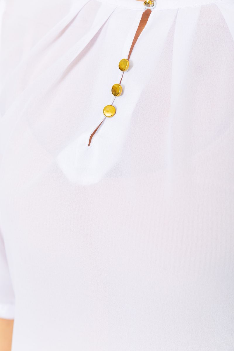 Блуза однотонная, цвет белый, 230R1121-1 — изображение 5