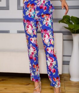 Женские брюки на резинке, синего цвета с узором, 172R076-1