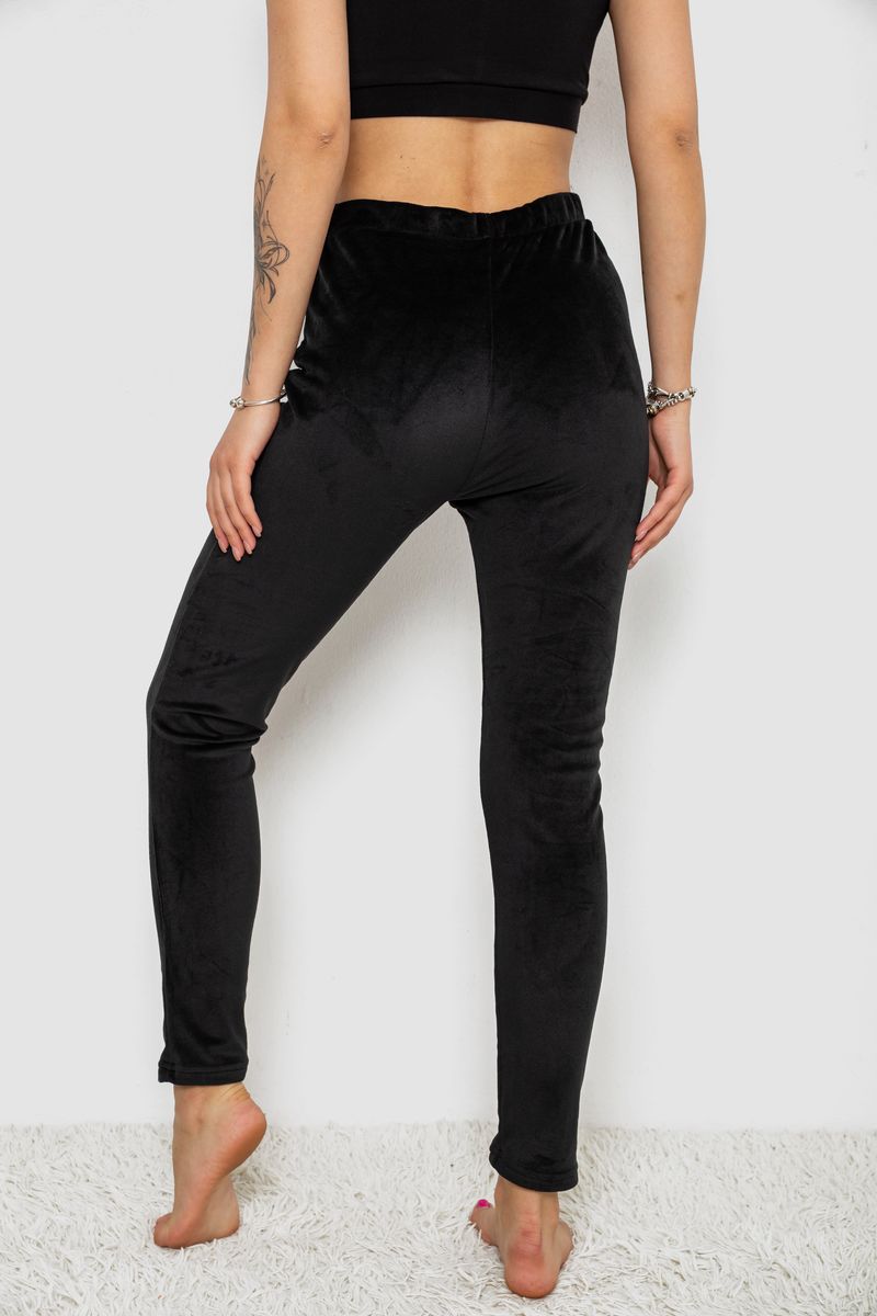 Лосины велюровые утепленные, цвет черный, 238R58643 — изображение 4