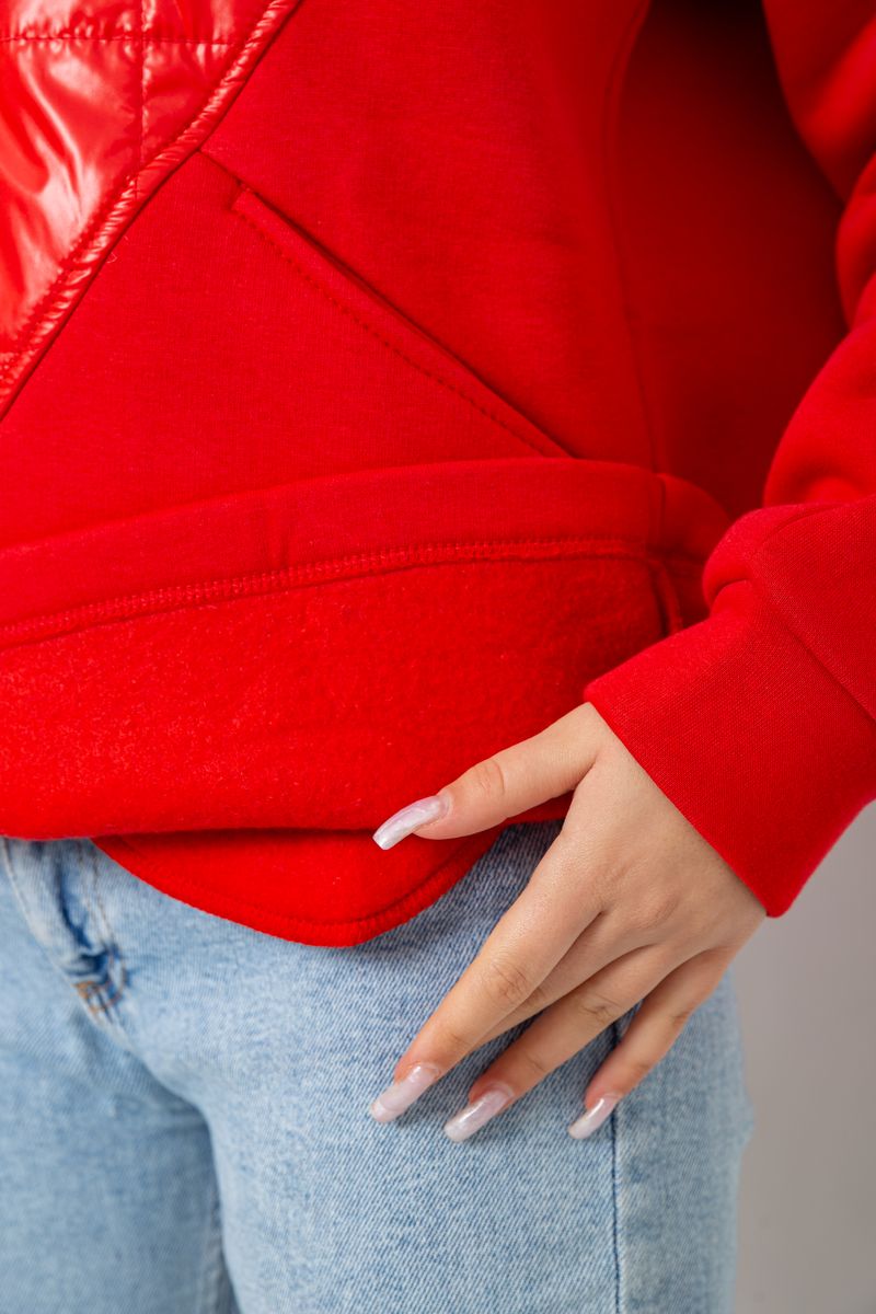 Худи женский на флисе трехнитка, цвет красный, 102R7713 — изображение 7