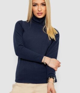 Гольф женский на флисе в рубчик, цвет темно-синий, 238R329