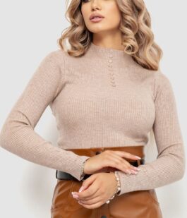 Водолазка женская в рубчик, цвет бежевый, 204R044