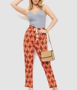 Штаны женские свободного кроя, цвет терракотовый, 244R053-1