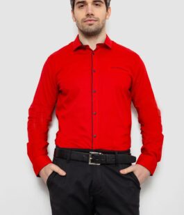 Рубашка мужская однотонная с принтом, цвет красный, 186R2025