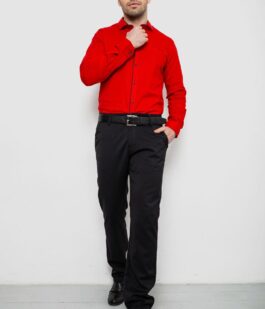 Рубашка мужская однотонная с принтом, цвет красный, 186R2025