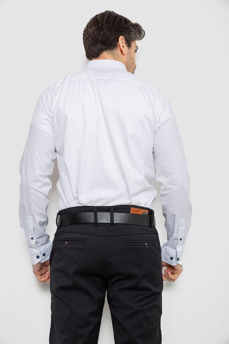 Рубашка мужская однотонная с принтом, цвет белый, 186R2025 — изображение 4