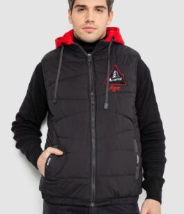 Жилетка мужская демисезонная двухсторонняя, цвет черно-красный, 244R99002