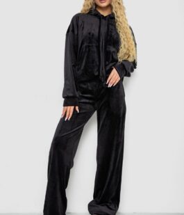 Спортивный костюм женский велюровый, цвет черный, 241R2001-20