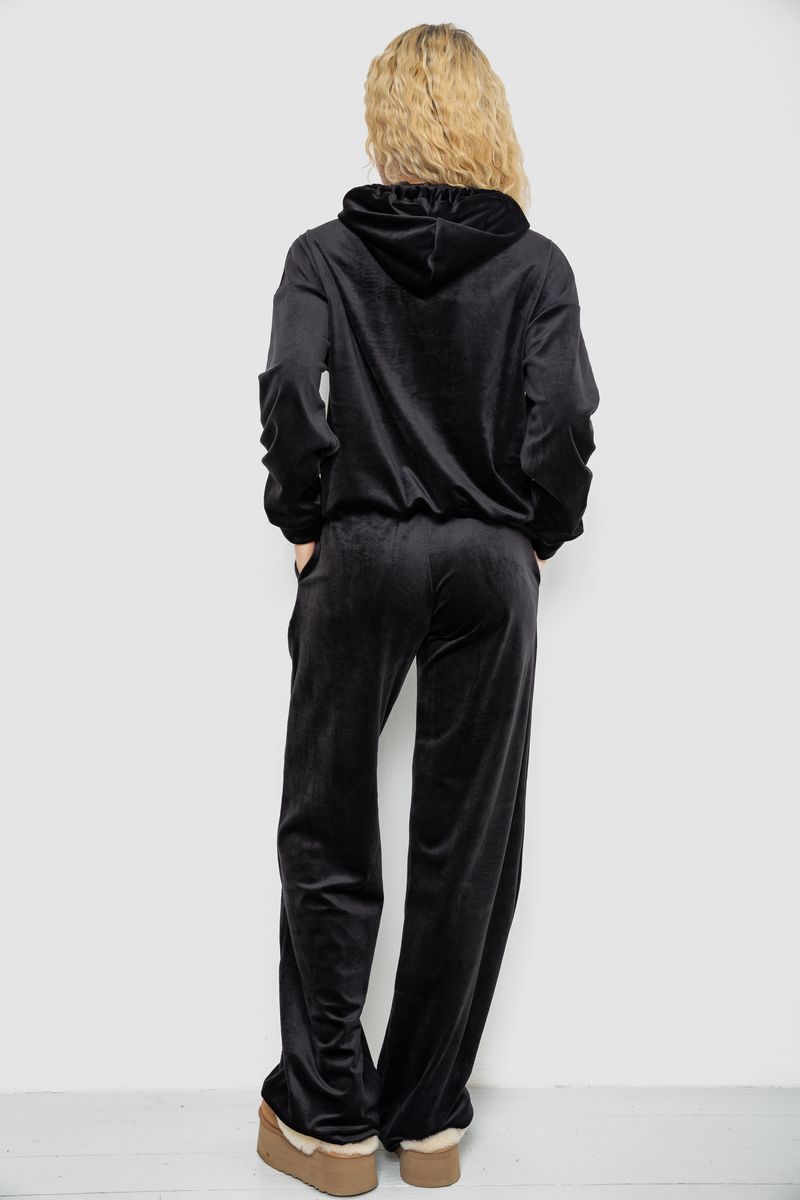 Спортивный костюм женский велюровый, цвет черный, 241R2001-20 — изображение 4