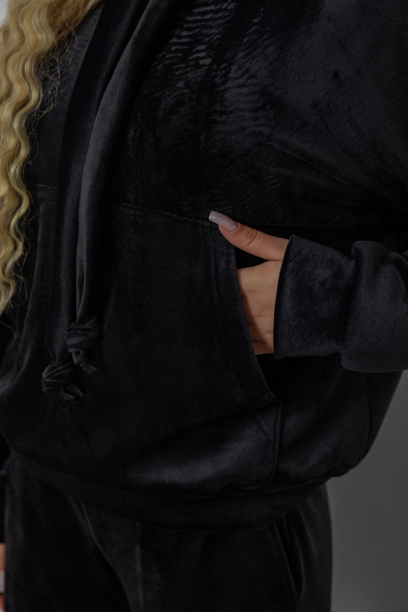 Спортивный костюм женский велюровый, цвет черный, 241R2001-20 — изображение 5