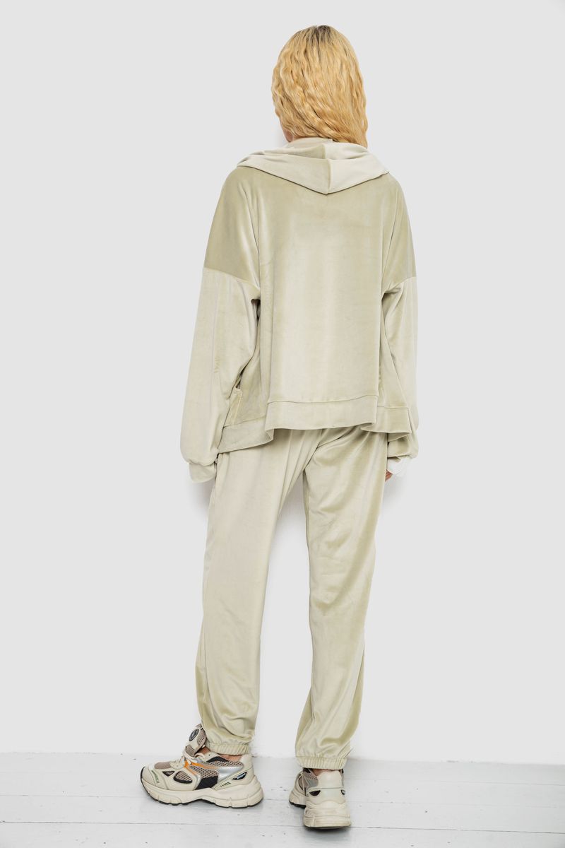 Спортивный костюм женский велюровый, цвет светло-оливковый, 238R107-1 — изображение 4