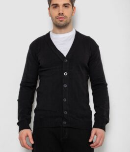 Кофта мужская на пуговицах, цвет черный, 238R18004