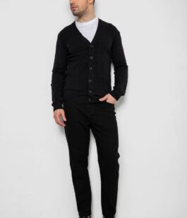 Кофта мужская на пуговицах, цвет черный, 238R18004