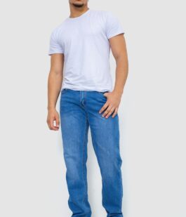 Джинсы мужские с потертостями, цвет голубой, 244R22-784